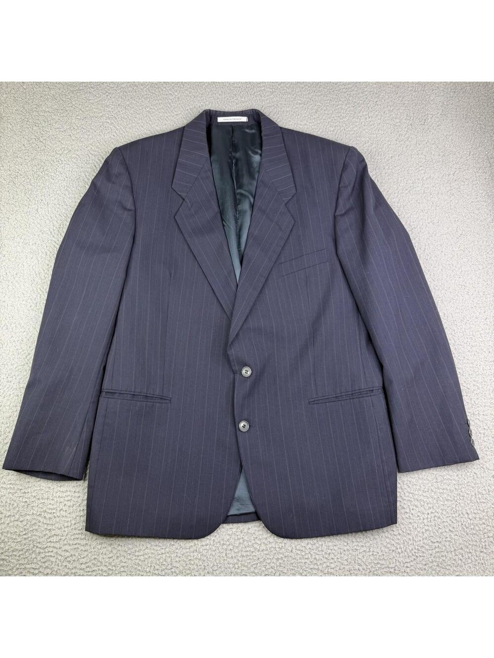 YSL Yves Saint Laurent Vintage Blue Pinstripe Wool Suit Jacket Mens 46R France
